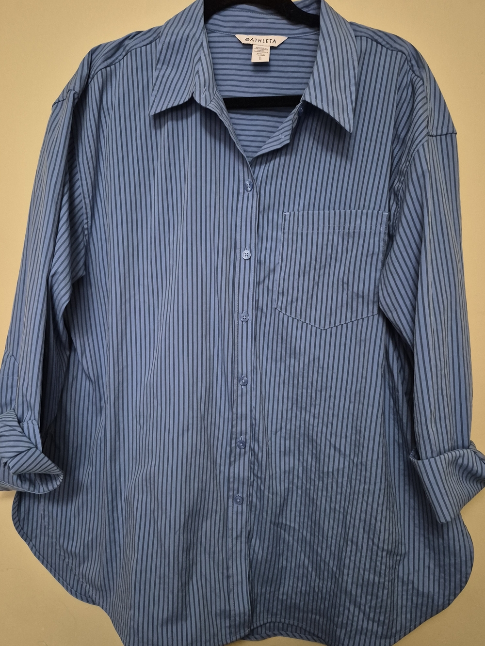 Athleta Blue Striped Button-Up Women's Shirt